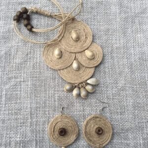 Jute Pendant With Ear Ring Set
